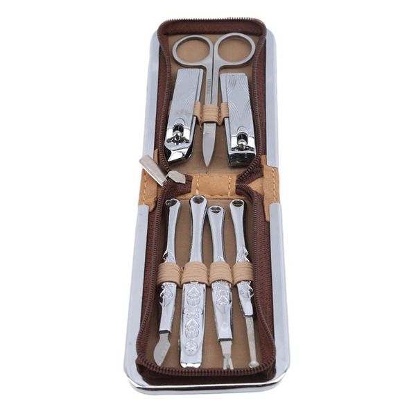 

nail art kits 7 pcs/set brown manicure knife tool set clippers scissors suit