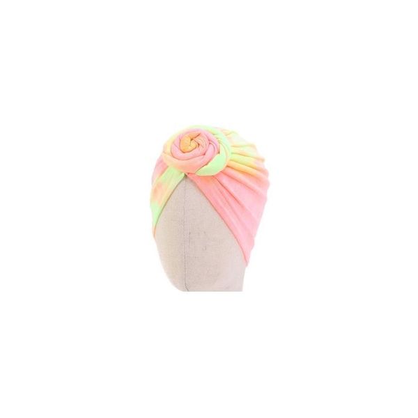 

colorful donuts infant headbands solid color cotton kont turban headwear for girls spandx stretchy beanie hat baby hair qyloar, Yellow
