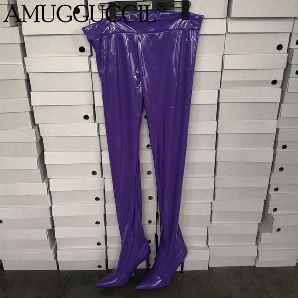 

boots 2021 plus big size 35-47 black red yellow purple stretch fashion high heel over the knee long ladies women x1800