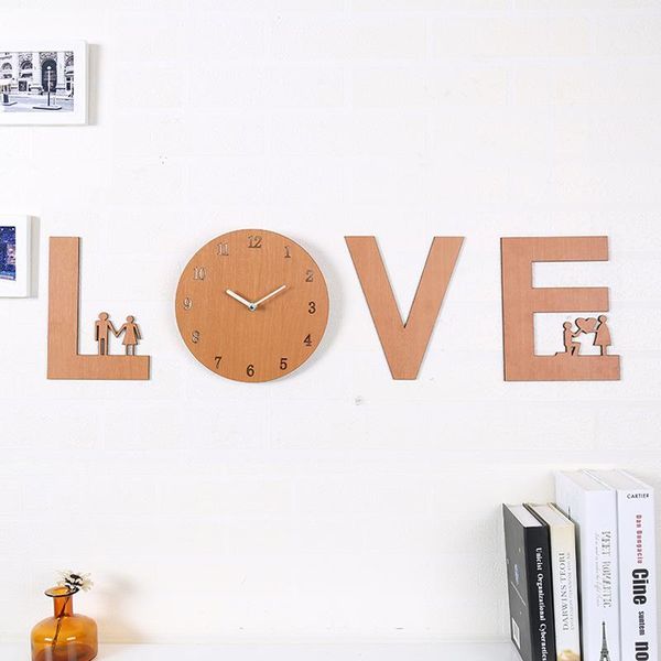 

wall clocks creative clock living room mute charts love art personality round simple brief style wooden decor large unique digital