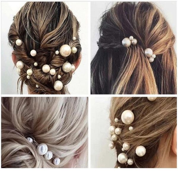 

fashion girls crystal simulated pearl hairpins metal barrette clip wedding bridal hair accessories daily hairstyle desi qylqmn, Silver
