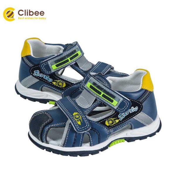 

sandals clibee baby boys children summer kids flat outdoor closed toe shoes with arch support, Black;red