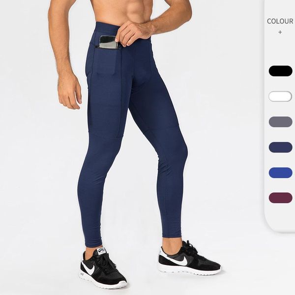 

running pants 2021 pro skinny compression tights men gym training sport leggings fitness sportswear sweatpants, Black;blue