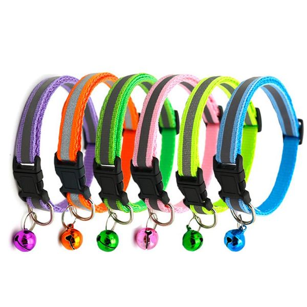 

6pcs band dog collar necklace and reflective dog necklet adjustable size suitable for pet collar dogs bell positioning