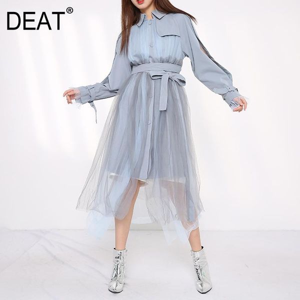 

women's trench coats [deat] women lapel long sleeve loose fit windbreaker fashion tide spring autumn 2021 clear stocks, Tan;black