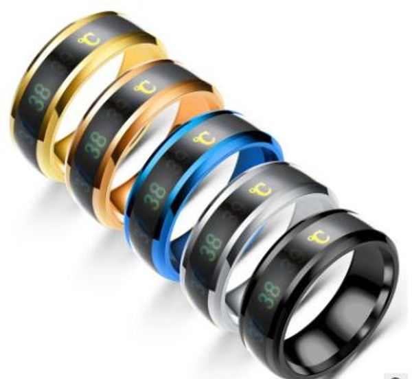 

8mm fashion stainless steel ring mood temperature display rings mix color 6 to 13, Silver