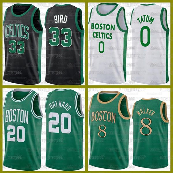 

20/21 jayson 0 tatum boston celtics kemba 8 walker larry 33 bird marcus 36 smart jersey jaylen brown gordon hayward basketball, Black;red