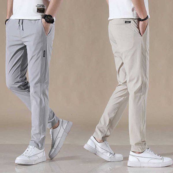 

spring and summer young men's fashion elastic waist loose cotton quality casual pants, Black