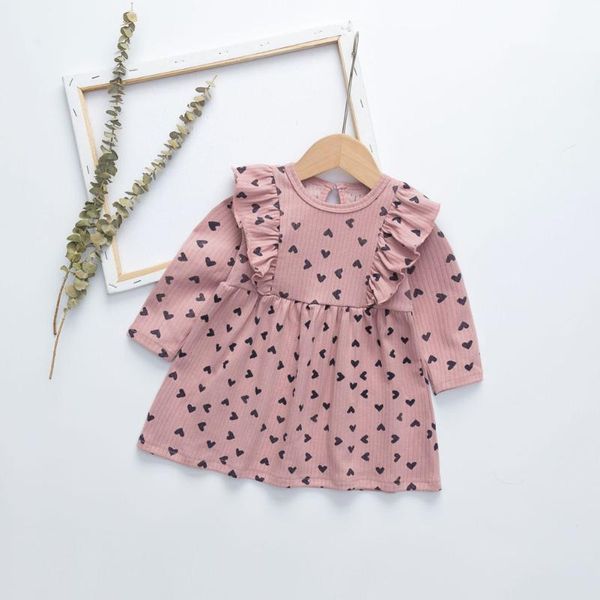 

girl's dresses princess toddler baby kids girls dress long sleeve round neck valentine's day heart for girl casual fall spring clo, Red;yellow