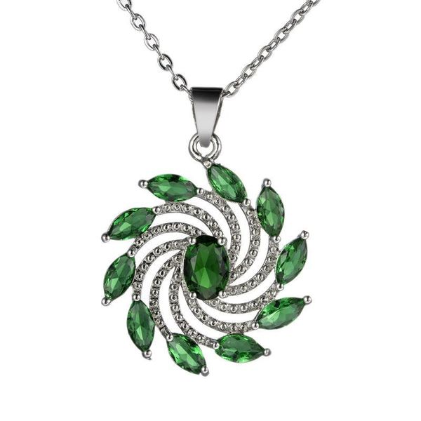 

pendant necklaces fashion exquisite zircon rotating flower shape necklace suitable for women's casual accessories gifts, Silver
