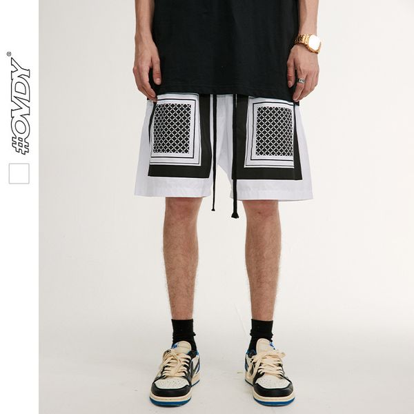 

wxwovdy men's wear 2021 spring summer street fashion new product personality casual loose shorts versatile woven men's wear, White;black