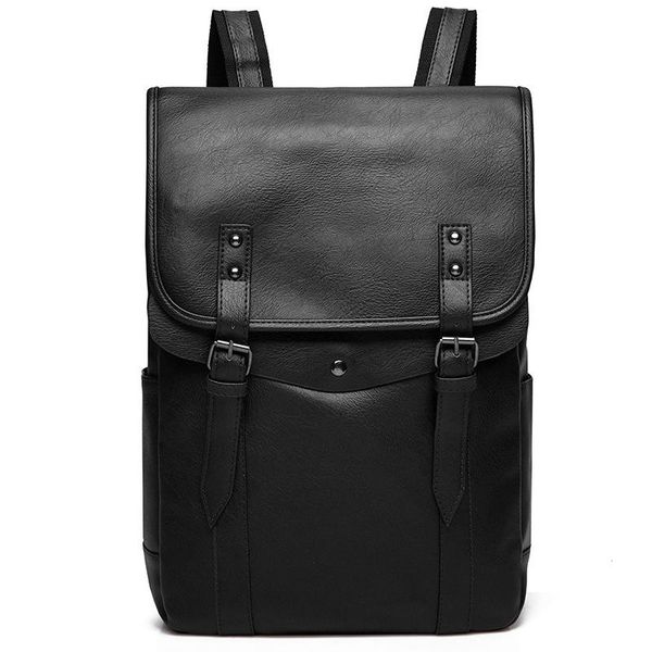 

backpack casual men's fashion student bag waterproof wear resistant pu leather travel computer