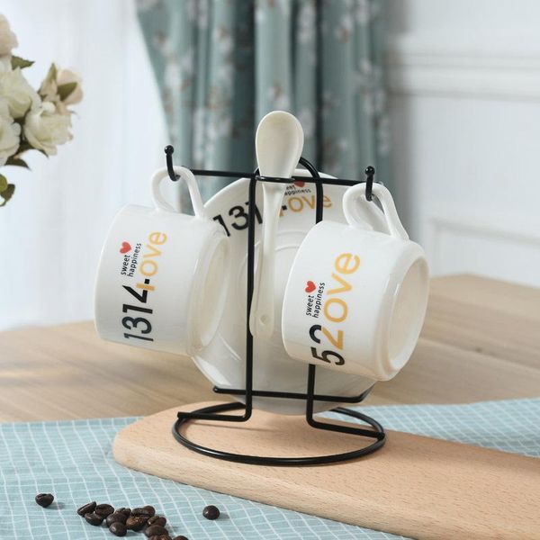 

kitchen storage & organization innovative multiple hooks mug holder glass cup rack tea black coffee anti-rust coated steel display stand hom
