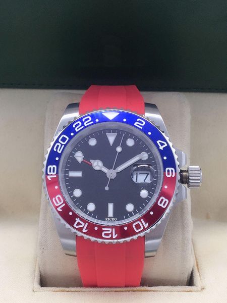 

watches wholesale and retail, rubber strap, folding buckle, ceramic bezel, sapphire glass, four needle timing, double time zone, Slivery;brown