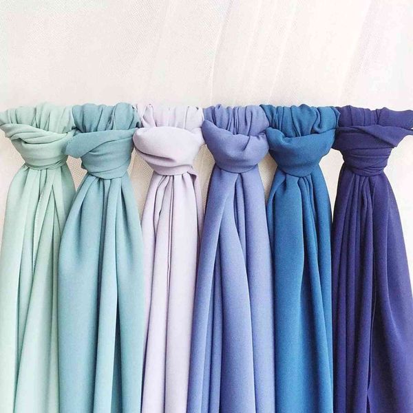 

2021 premium malaysia heavy pearl chiffon hijabs large scarv 121 colors, Blue;gray