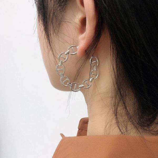 

hoop & huggie lalynnly fashion earrings for women simple round gold silver color earring party wedding jewelry accessories gifts e9315, Golden;silver
