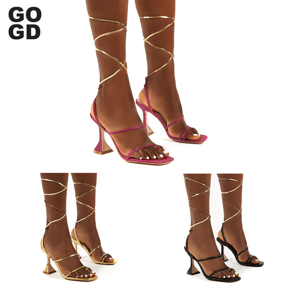 

sandals [gogd] fashion design 2021 sandal heels shoes ladys girls square and flip-toe women large size41, Black