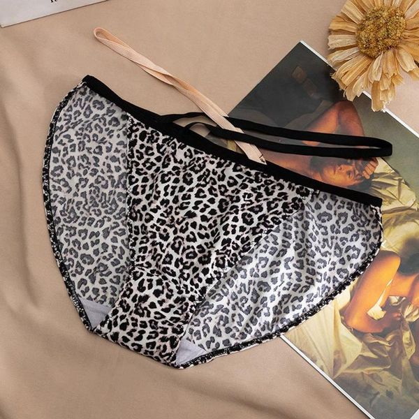 

women's panties sweet breathable women leopard dots cotton crotch flower briefs cross belt korean underwear intimates, Black;pink