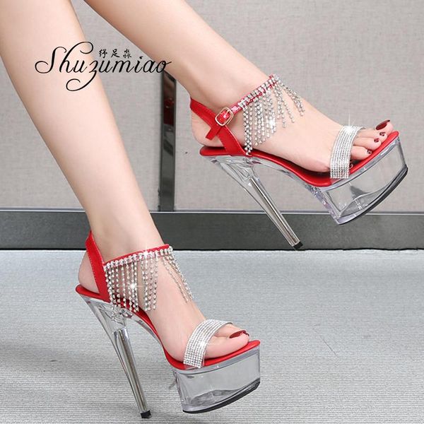 

women shoes summer sandals gladiator heels pole dance high-heeled sandals clear high heels platform diamonds striper, Black