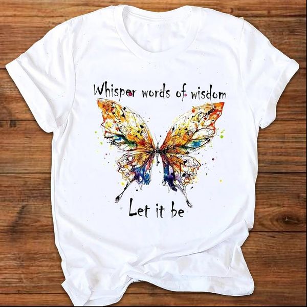 

women graphic cartoon watercolor butterfly fashion ladies printing print clothes lady tees female t shirt womens t shirt, White