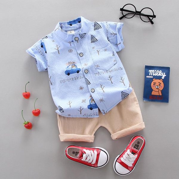 

clothing sets boys girls summer cartoon suits for children short sleeve shirt + shorts 2pcs kids clothes children's, White