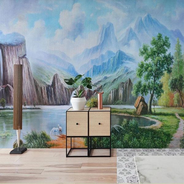 

wallpapers custom mural wallpaper 3d abstract mountain oil painting art background bedroom home decor papel de parede sticker fresco