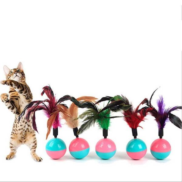 

cat toys toy ball plus feather throwing funny interactive plush stick
