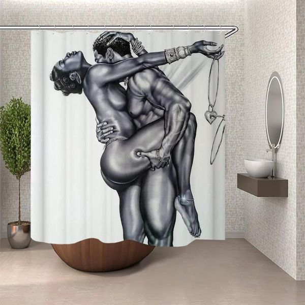 

shower curtains 180x180cm bathroom accessories afro couple black african american lover woman