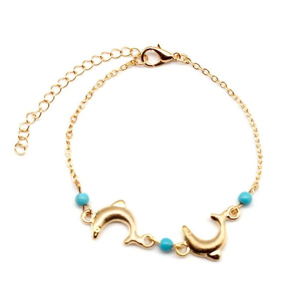

link, chain fashion simple dolphin animal pendant bracelet summer women's party charm accessories creative cute girl jewelry gift, Black