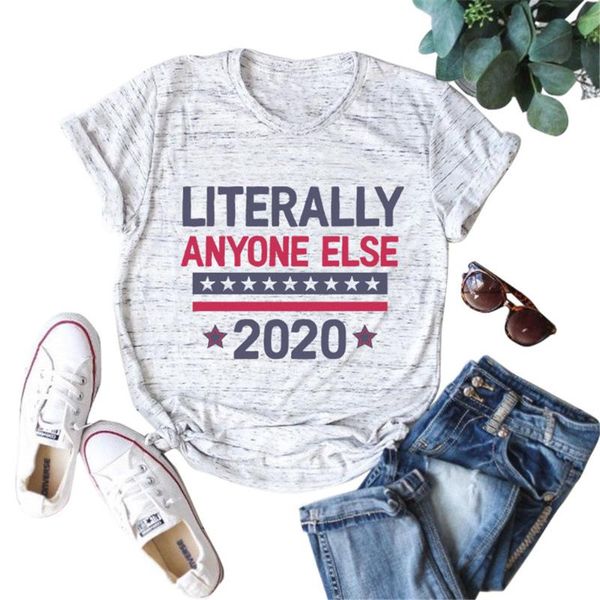

women's t-shirt literally anyone else 2021 letter print independenceÂ day women t shirt casual harajuku summer female oversized clothes, White