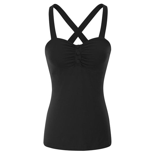 

new fashion womens strappy cross back stretch tank buttons vintage camisole s 2xl drop shipping good quality, White