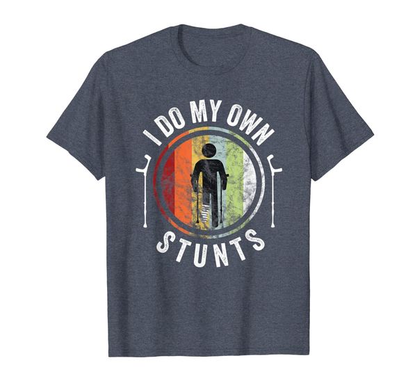 

i do my own stunts retro broken leg tshirt, White;black