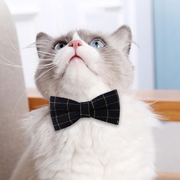 

cat collars & leads pet collar plaid bowknot removable adjustable dog bow tie cotton strong and durable british style pets necklace