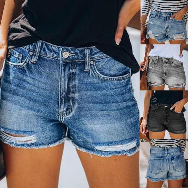 

maternity bottoms summer shorts women jeans high waist denim fringe frayed ripped hole for short feminino, White