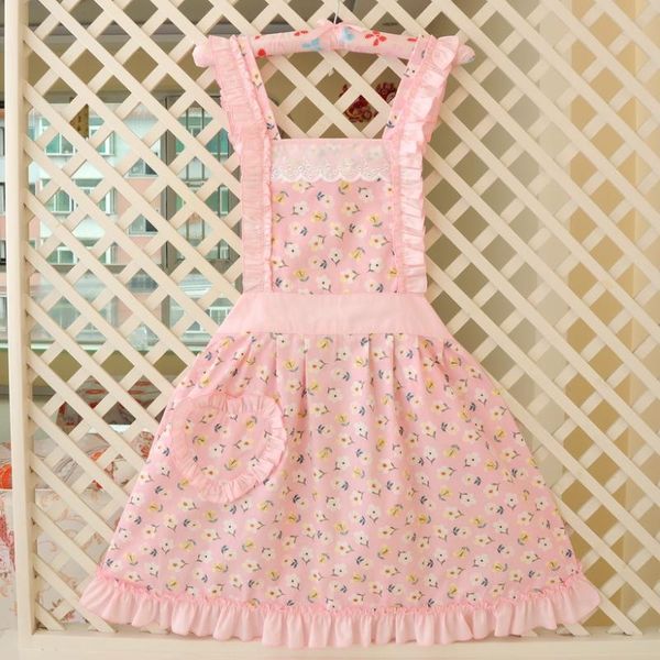 

aprons pastoral flower kitchen cooking for women office study home work apron cotton sleeve skirt sweet women's smock