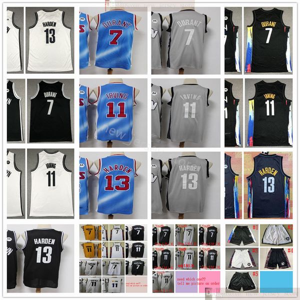 

2021 basketball 13 harden 7 kevin 11 kyrie durant irving jerseys 72 biggie black white wholesale jersey short retro gray, Black;red