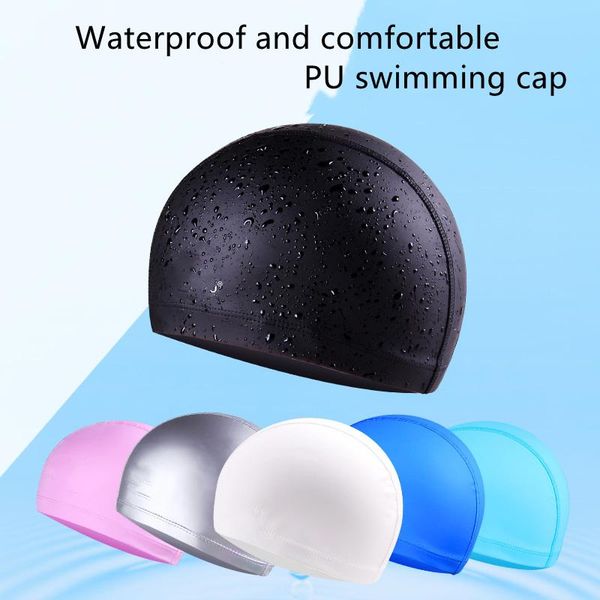 

swimming caps cap waterproof breathable comfortable pu coated supplies enlarged 2021