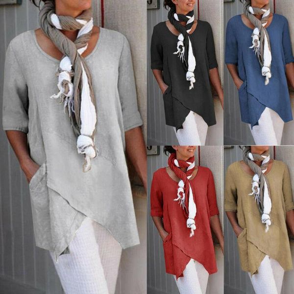 

women's t-shirt womens crossed v neck loose baggy tunic t shirts plus size, White