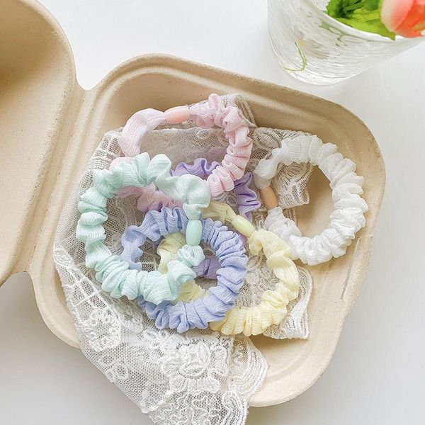 

hair accessories candy color rope small intestine band simple air rubber female cedar lovely solid, Slivery;white