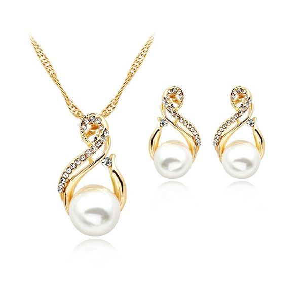 

trendy jewelry sets wedding silver color earrings simulated pearl jewelry set women necklace set bijoux collier brincos