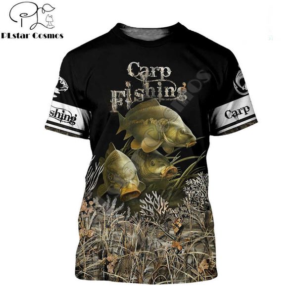 

summer fashion men t shirt carp fishing / hunting deer and bear 3d printed t s harajuku casual tee 210629, White;black