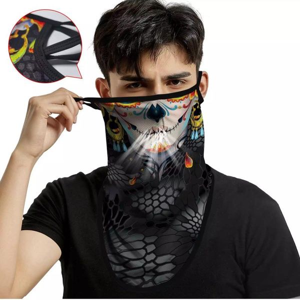 

scarves silk headband protective mask bandana summer breathable headscarf outdoor face shield women men bicycle balaclava with ear, Blue;gray