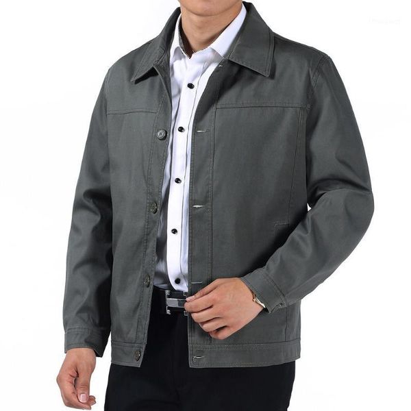 

men's jackets middle-aged and old-aged cotton jacket, male father's casual loose button plus size, Black;brown