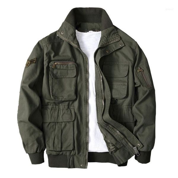 

men's jackets autumn men camouflage jacket multi pockets army fleece lining coat stand collar loose casual tactical bomber jacket1, Black;brown