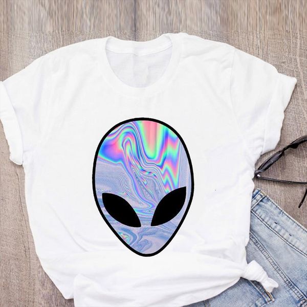 

graphic cartoon rainbow color summer women t shirts print clothes womens clothing tee female, White