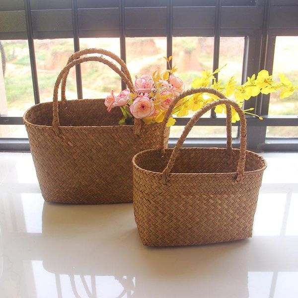 

storage baskets seaweeds woven basket flower garden succulent bag crafts mjj88