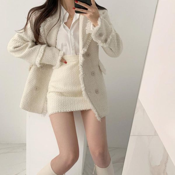 

women's jackets autumn winter solid color elegant turn-down collar chic tassel patchwork double breasted women coat korean, Black;brown