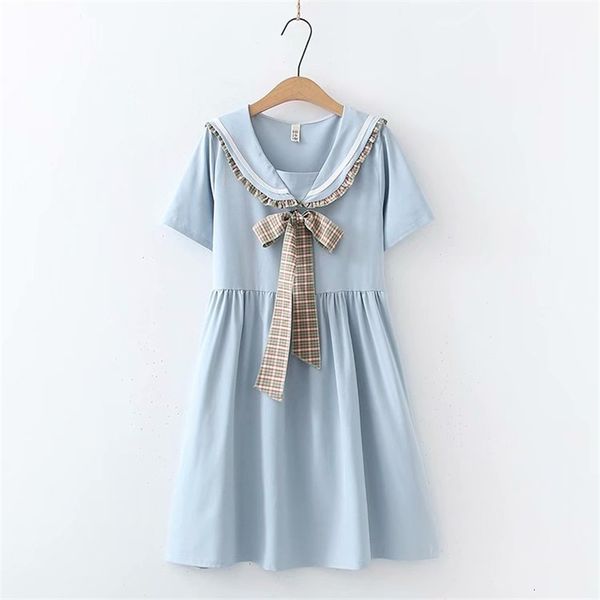 

party dresses japanese kawaii preppy black teen girls summer fashion sailor collar short sleeve bow tie lolita casual white school, White;black