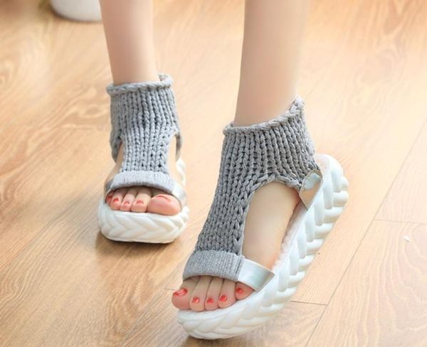 

sandals comfortable fish mouth women wedge heel shoes slip-on casual beach fashion roman, Black