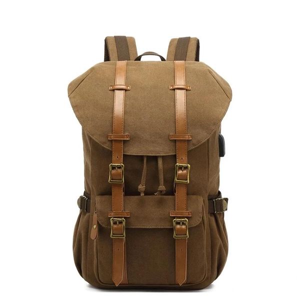 

m458 lapbackpack usb charging port travel canvas backpacks for men women college school bookbag vintage computer bagpack new
